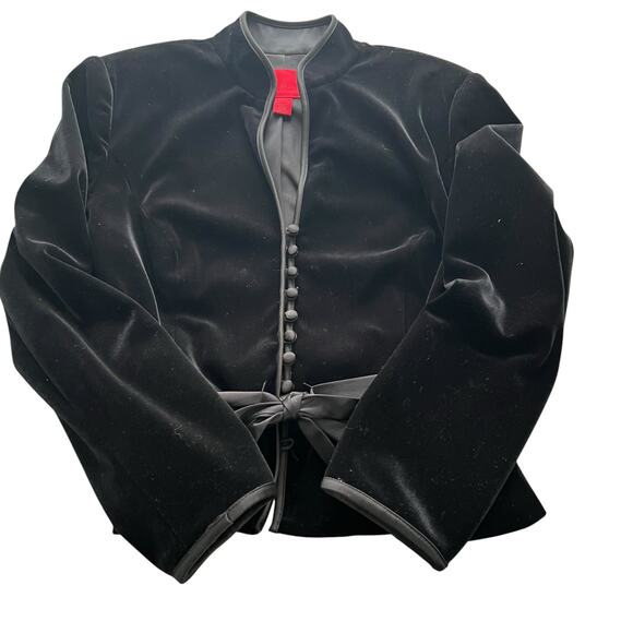 JS COLLECTIONS Vintage 90's Black Velvet Victorian Castlecore Jacket 14/Med. - Picture 2 of 11